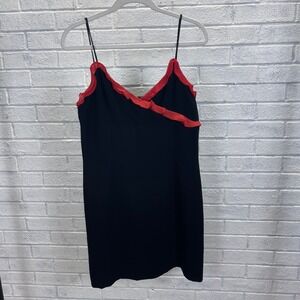 VTG Yair Red Ruffle Spaghetti Strap‎ Mini Slip Dress Womens Size 14 Y2K Clubwear